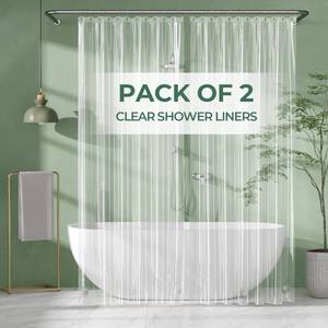 lot 2077 image: AmazerBath Shower Curtain Liner 2 Pack, 72 x 96 Inches Extra Long PEVA Plastic Shower Liner with 3 Weighted Stones and 12 Rustproof Metal Grommet, Lightweight Waterproof Shower Curtain - Clear