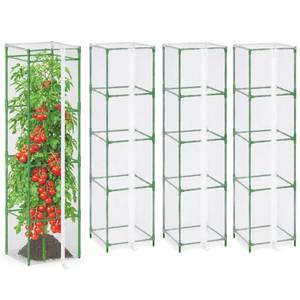 lot 2094 image: Halatool Garden Tomato Plant Cover Netting, Fits 50��63 Tall Square Tomato Cages, Garden Bird Netting with Zipper & Drawstring, Insect Barrier, Plant Covers from Insects Animals, 4 Pack, 57�15.7