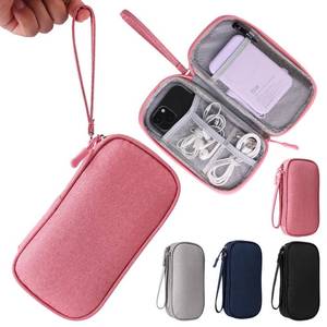 lot 2097 image: KINMINGZHU Pink Universal Cable Organizer - Electronics Accessories Bag for Charger, Phone, Memory Card & Travel Gadgets