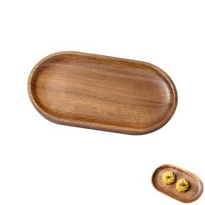 lot 2098 image: LIFTATAPA Small Wooden Tray, Oval Wood Serving Trays, Acacia Wood Platter for Coffee Tables, Dessert, Snack, Fruit, Bathroom Tray Charcuterie Board for Home Decor (S)