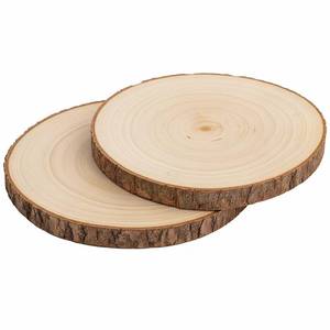 lot 2102 image: Nicunom 2 Pack Large Wood Slices for Centerpieces, 9-1011-12 Natural Wood Slabs Round Tree Slices Wooden Cheese Server, Rustic Wood Centerpieces for Wedding Table