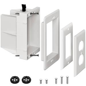 lot 2104 image: DVFR1W-1 Recessed Outlet Box, Recessed Electrical Box for Wall Mount TV, Outlet Mounting Box for New Construction&Retrofit Projects, Wall Outlet Box with Duplex & Decorator Style Covers,1-Gang