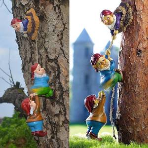 lot 2108 image: Euiroet Climbing Gnome Patio Statue Gift,Outdoor Garden Fairy Elves Accent,Whimsical Gnomes Lawn Ornament Sculpture,Hanging Gnomes Yard Art, Funny Resin Decor,Clearance Tree Face Hugger Figurine