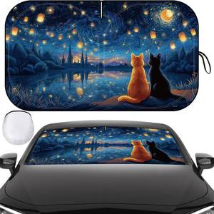 lot 2444 image: Windshield Sun Shade, Car Sun Shade Windshield, Reflector Sunshade Offers Ultimate Protection for Car Interior, Reflective Polyester Blocks Heat for Sedans, Mini SUVs, Hatchbacks - 57 x 31.5 inches