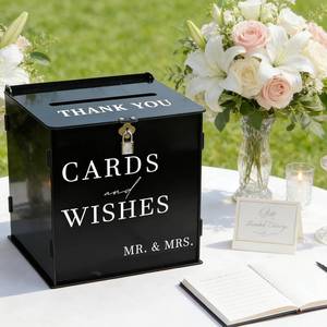 lot 2451 image: SOFARKKT Black Acrylic Card Box with Slot & Lock, DIY Large Wedding Card Boxes for Reception, Elegant Money Envelop Gift Cards Box for Party Wedding Birthday Baby Shower Graduation Table Decor