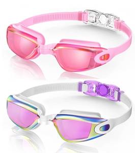 lot 2474 image: Aegend Swim Goggles, 2 Pack Swimming Goggles No Leaking Adult Men Women Youth, Purple White & Light Pink