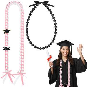 lot 2479 image: Suncalla 2 Pcs Pink and White Graduation Lei Set Class of 2026 Graduation Braid Money Leis Grad Kukui Lei with Ribbon Tassel DIY Garland Necklace Leis Accessories for Grad Gift Party Supplies