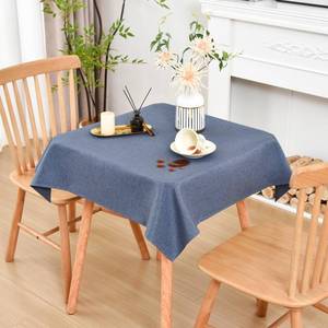 lot 2486 image: Wolkemer Farmhouse Faux Linen Square Tablecloth 42 x 42 Inch - Water Resistant Table Cloth Washable Wipeable Table Cover for Home Kitchen Dining Wedding Party Banquet (Mist Blue)