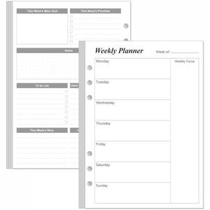 lot 2492 image: Weekly Planner Refills for A5 Binders - 53 Sheets106 Pages Undated Weekly Planner, 6-Hole Punched, 100 gsm White Paper, Lasts 1 Year, Undated, 5.8 x 8.3, Black