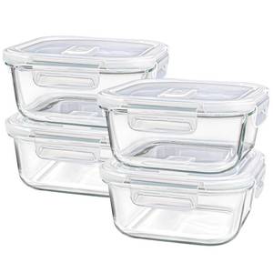 lot 3203 image: Susukkie Square Glass Containers with Lids 24oz - Borosilicate Glass Food Storage Set 3 Cup, Freezer Safe Meal Prep Containers, Sandwich Lunch Box, Yogurt Cereal Bowls with Vented Lids BPA Free 4 Pack