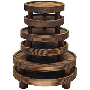 lot 3205 image: QZV 6 PCS 568 Inch Wooden Risers for Display Wood Pedestal Stand Round Mini Tray Stand Rustic Riser Tray Tiered Tray Decor for Party, Wedding, Birthday, Baby Shower,Home D�cor