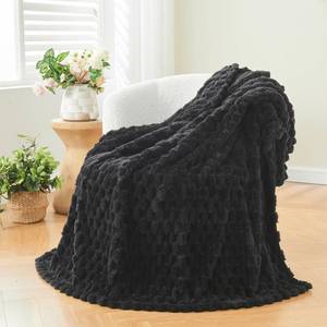 lot 3213 image: NEWCOSPLAY Super Soft Throw Blanket Black Premium Silky Flannel Fleece 3D Clouds Stylish Jacquard Lightweight Bed Blanket All Season Use 350GSM (Black, Throw(50x60))