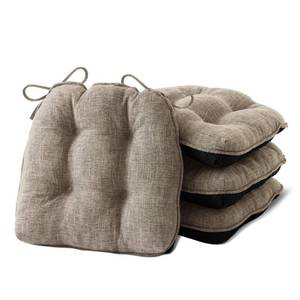 lot 3223 image: IPYNBAP Chair Cushions for Dining Chairs Set of 4, Kitchen Chair Cushions, Chair Pads with Ties and Non Slip Backing, Tufted Memory Foam Seat Cushion 4 Pack, 15.5 x 15.5 x 4, Khaki