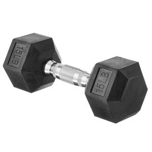 lot 3225 image: Amazon Basics Rubber Hex Dumbbell Hand Weight with Comfortable Grip for Home and Gym, 15 Pounds, Single