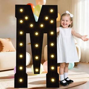lot 3227 image: LOBOOM Giant Marquee Light Up Letters M, Large Mosaic Letters Sign 4 Feet Tall for Birthday Party Grad Prom Party Decoration Wedding Event Baby Shower
