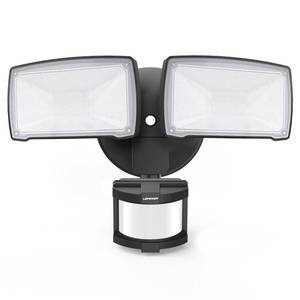 lot 3229 image: LEPOWER LED Security Lights Motion Sensor Light Outdoor, 30W 3200LM Motion Security Light, 5500K, IP65 Waterproof, 2 Head Motion Detector Flood Light for Garage, Yard, Porch, Black (Not Solar Powered)