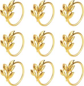 lot 4347 image: KPOSIYA Set of 50 Leaf Napkin Rings Metal Gold Napkin Holder Table Napkin Rings for Thanksgiving Day Christmas Dinning Table Parties Everyday (Ye Zi-Gold 50)