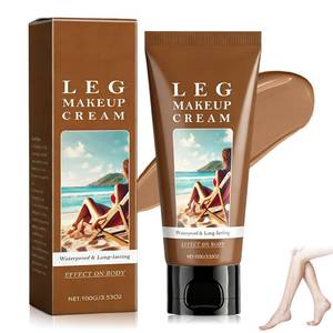 lot 4370 image: Leg Makeup Cream, Body Coverage Perfector, Waterproof Sweatproof Body Makeup with Brush, No Transfer Body Concealer, Long Lasting Body Foundation for All Skin Tones (Dark Skin Tone)