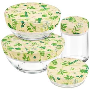 lot 4384 image: 4 Pack Beeswax Bowl Covers for Bread Proofing,Sourdough Bowl Cover,Sourdough Jar Cover,46911 Inch Natural Beeswax Organic Cotton Reusable Food Storage Lids for Jars,Bowls