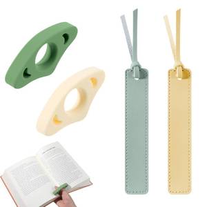 lot 4402 image: 4PCS Book Page Holders for Reading and Leather Bookmark Set, Silicone Thumb Book Page Holder, Breathable Pages Holder for Thumb for Books Lovers, Readers Gifts, One-Handed Opener