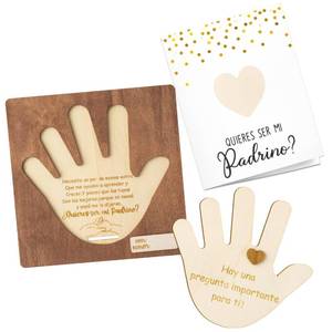 lot 4405 image: CJiangpo Will You Be My Godfather Proposal Gift, Wooden Palm Design Padrino Proposal in Spanish Godfather Asking Card Gifts Ideas from Godchild, Baptism Present Baby Shower Keepsake