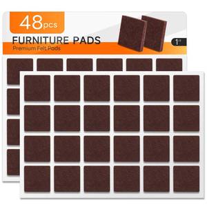 lot 4407 image: 48 PCS Felt Furniture Pads, 1-inch Square Brown Chair Felt Pads, Felt Pads for Furniture Feet to Protect The Floor from Scratches,Reduce Noise (Brown)