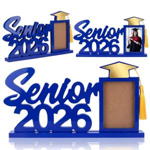 lot 4417 image: 1 Pcs 2026 Graduation Gift Graduation Blue Gold Picture Display Senior 2026 Wooden Picture Frame with Tassel Holder for 53.5 Inch Photo Senior 2026 Photo Centerpieces for Tables School Grad Night
