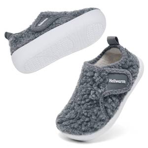 lot 4432 image: Heiiwarm Non Slip House Cozy Warm Soft Sole Comfy Soft Winter Indoor Fuzzy Baby House Slipper Outdoor Cotton Lightweight Bedroom Slippers Grey 12-18 Months Infant