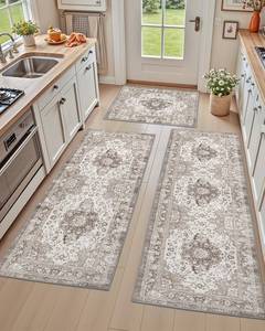 lot 5073 image: DEXI Kitchen Floor Mats 3 Pieces Non Slip, Washable Runner Rugs Absorbent,Thin Standing Carpet Soft Comfort for Sink Hallway Entryway Laundry Room Boho Decor, Grey