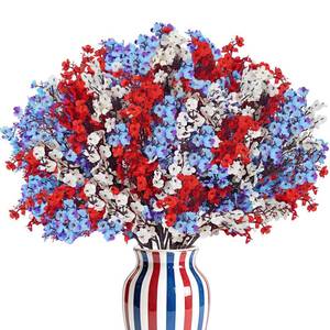 lot 5076 image: TORONTOKYO 24pcs 4th of July Red White Blue Flowers, Artificial Babys Breath Flowers Fake Silk Patriotic Flowers for Independence Day Home Decor Floral Arrangement Table Centerpieces