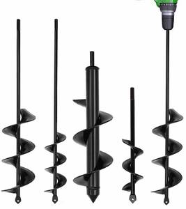 lot 5083 image: TCBWFY 4 Pack Garden Auger Spiral Drill Bits - 1.6x9, 1.6x16.5, 3x16.5, 3x12 - Heavy Duty Steel - Corrosion Resistant - Perfect for Post Holes, Earth & Lawn Augering,Planting Bulbs&Trees