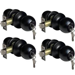 lot 5101 image: BESTTEN 4 Pack Door Knob with Lock and Key, Keyed Different Entry Door Knob, for Entrance and Front Door, Matte Black