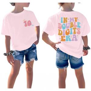 lot 6229 image: Pairxily in My Double Digits Era Shirt for Girls 10th Cute 10 Year Old Girl Happy Birthday Shirts Gifts Short Sleeve Tops(Pink2,140)