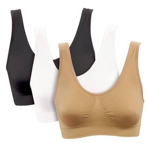 lot 6230 image: Genie Bra Womens 3 Bra Pack - Wireless Bra Pack, Solid Color Seamless Bra - Neutrals - 4X