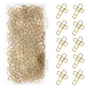 lot 6233 image: 100 PCS Gold Heart Cross Paper Clips, Christian Bible Paper Clips Clamps, Bible Study Supplies for Office School Home Use