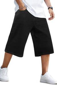lot 6236 image: GINGTTO Mens Baggy Jorts Y2k Long Black Jean Shorts for Men 90s Wide Leg Denim Shorts Men Loose Hip Hop 38
