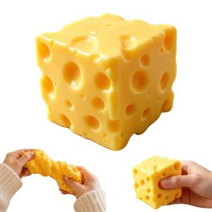 lot 6240 image: Cheese Squishy Food Squishy Stress Relief Fidget Toy Stress Relief Original Sensory Stress Balls Gifts for Adults Kids Friends (Yellow-1 Pack)