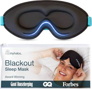 lot 6242 image: MyHalos� Sleep Mask �� 3D Blackout Eye Mask for Women & Men, Side Sleepers, Zero Pressure Memory Foam Eyelash Friendly, Breathable,Award-Winning Sleep Aid for Travel (Black, 1 Count (Pack of 1)