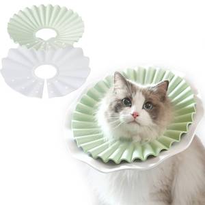 lot 6266 image: A2 Pieces Soft Cat Cone Collar�� Adjustable Lightweight Recovery E-Collar to Stop Licking, Scratching & Biting After Surgery, Comfortable Wound Healing Cone Alternative (Green, L)