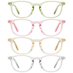lot 6297 image: KSSESSE 4 Pack Reading Glasses for Women Men Blue Light Blocking Oval Readers with Spring Hinge 4.0