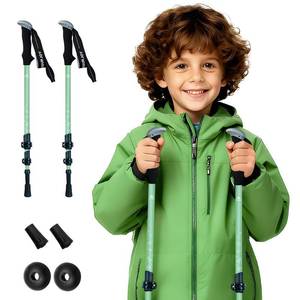 lot 6302 image: Yourjoy Hiking Trekking Poles for Kids, 2 Pack Anti Shock, Adjustable, Collapsible Hiking Poles for Trekking or Walking, Lightweight Aluminum Sticks (Kids-LightGreen)