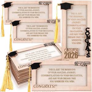 lot 6304 image: 6 Pcs Black Graduation Money Holder Class of 2026 Graduation Cash Gift Wooden Congrats Money Card Holder 2026 Gift Idea for Graduate Senior High School College Party Supplies