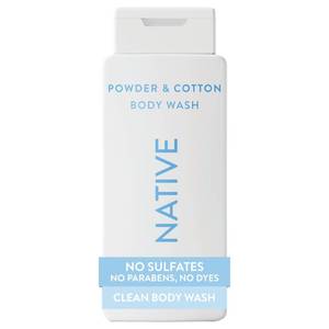 lot 6311 image: Native Body Wash Contains Naturally Derived Ingredients  For Women & Men, Sulfate, Paraben, & Dye Free Leaving Skin Soft and Hydrated Powder & Cotton 18 oz