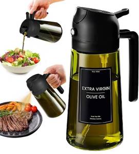 lot 6313 image: XBllcyiv 16oz470ml Glass Olive Oil Sprayer for Cooking - 2 in 1 Olive Oil Dispenser for Kitchen Gadgets, Air Fryer, Salad, and BBQ (black)