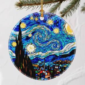 lot 6321 image: Artistic Starry Night Christmas Ornaments Christmas Tree Decorations & Holiday Ornaments �� Holiday Presents, Gift Ideas for Friends, Coworker, Family, Art Lover, and Van Gogh Fan lot of 2