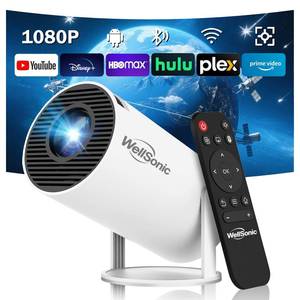 lot 6322 image: Portable Projector with WiFi and Bluetooth, Mini Projector Support 1080P, 180° Rotatable, Compatible with HDMIUSBPC for Bedroom, Kids Room, Home Movie Nights