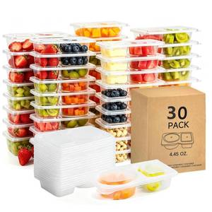 lot 9317 image: 30pcs Reusable Snack Containers with Lids,2025 New 2 Compartment Plastic Containers for Pack Snacks,Leakproof Double Compartment Condiment Pack for Meal Prep, Portion Control,On-the-Go School Travel