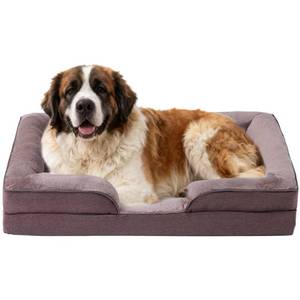 lot 9337 image: Makigued Orthopedic Dog Bed for Large Dogs Egg Crate Foam Pet Sofa with Waterproof Liner, Removable Washable Cover, Nonslip Bottom, Cozy Couch for Large Dogs 41.7 x 31.5X 6.7Inch, Dark Brown