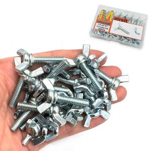 lot 10413 image: Matrelt 30 Pcs 14-20 x1 Wing Screw Bolts and Wing Nut Kit Butterfly Screws and Nut with Hand Twist Tighten Wing Head Zinc Plated Hardware Fitting Fastenings Assortment Kit