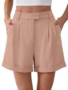 lot 10429 image: Gracyoga Wide Leg Shorts for Women Summer Trendy Casual Elastic Waist Pleated Work Trouser Shorts,Light Pink,X-Large